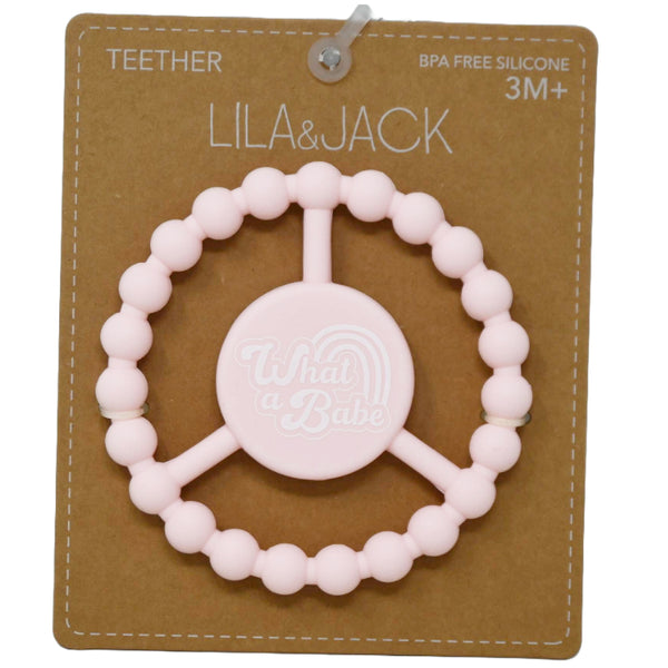 1pc Silicone Peace Teether - Pink "What a Babe" C/P 100