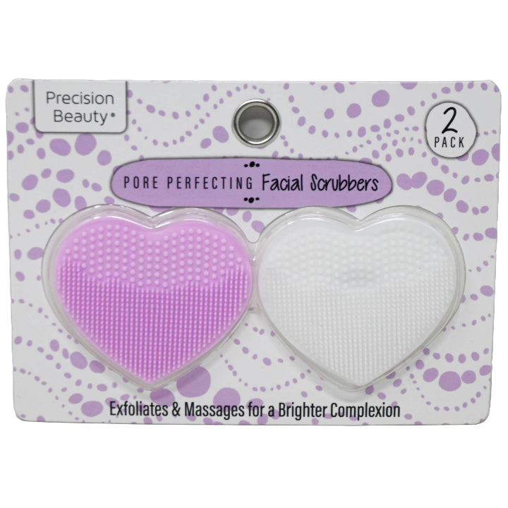 2pk PINK/WHT SILICONE FACE SCRUBBERS HEART C/P 144