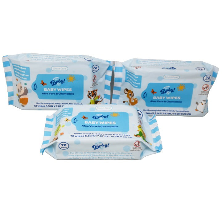 72ct SMART CARE UNIVERSAL ALOE VERA/CHAMOMILE BABY WIPES C/P 24