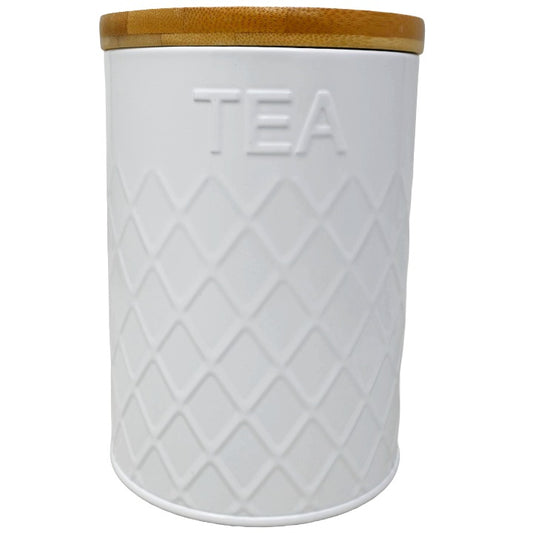Wht Bamb Tea Canister C/P 12