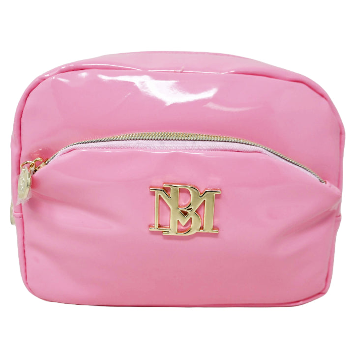PINK PATENT PU DOUBLE ZIP DOME COSMETIC BAG BADGLEY MISCHKA C/P 36