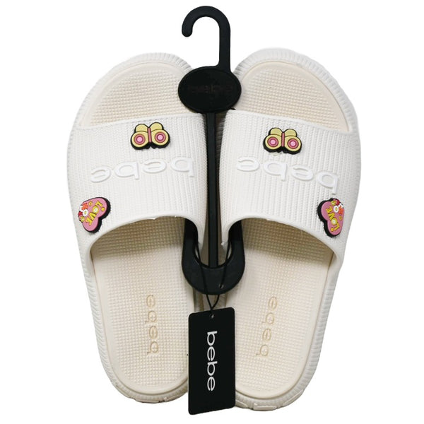 WHITE BEBE CAPRI EVA SLIDE wRUBBER CHARMS 5-ASST SIZE C/P 12