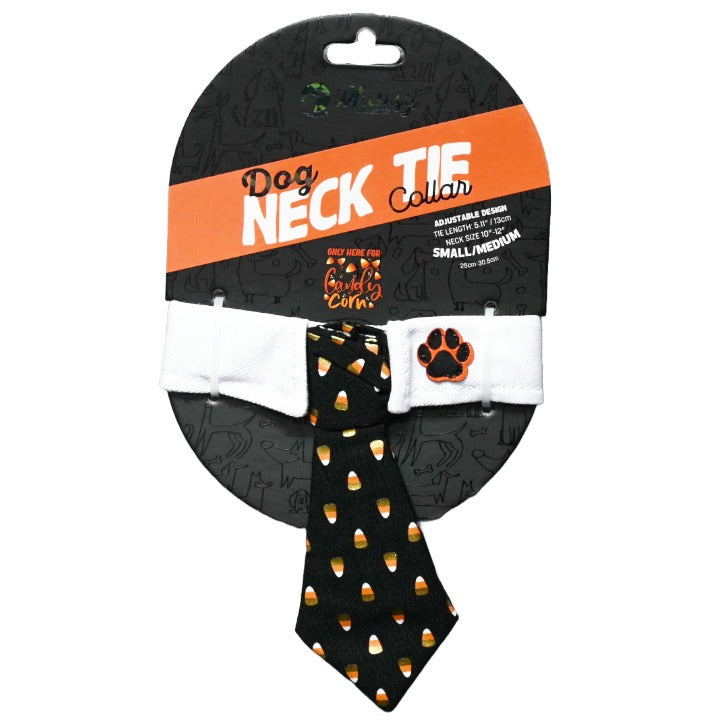 BLK/ORNG WHIMSY NECK TIE DOG COLLAR WITH GHOST & BATS PRINT DOGHAUS C/P 48