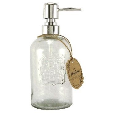 12oz Glass Soap Dispenser Clear with Chrome Pump C/P 12