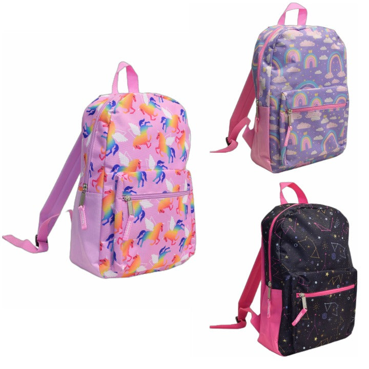 15" GIRLS BACKPACK 3-ASST PRINTS C/P 24