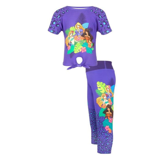 FAIRYTALE PRINCESS TIE FRONT T-SHIRT ACTIVEWEAR SET TROPICAL LEOPARD 4-ASST SIZE 4-6X C/P 48