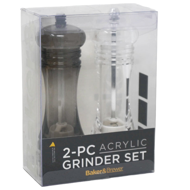 2pk ACRYLIC SALT & PEPPER GRINDER C/P 24