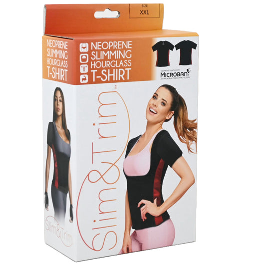 XXL 2-TONE WOMEN NEOPRENE HOURGLASS T-SHIRT W/SLEEVES (BOXED) C/P 12