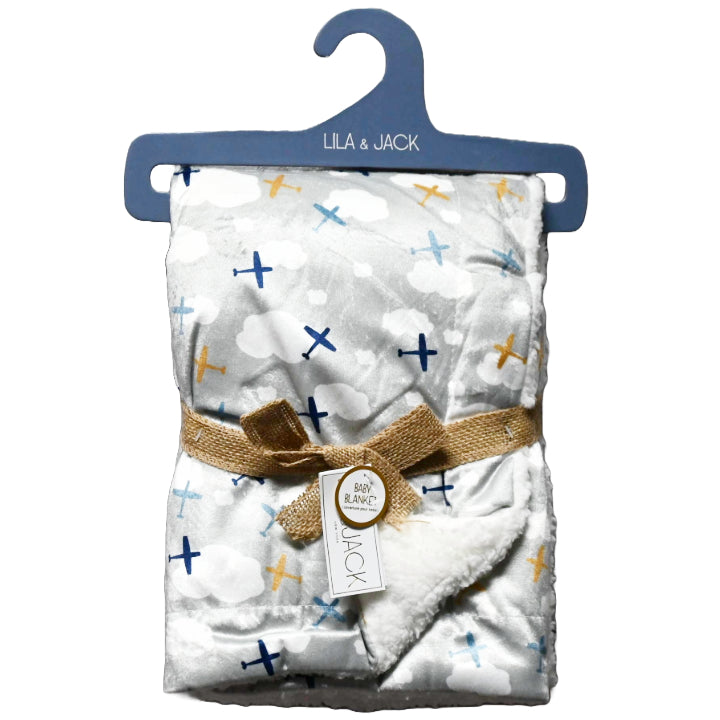 Mink wSherpa Back Blanket wBlue Grid Design C/P 24