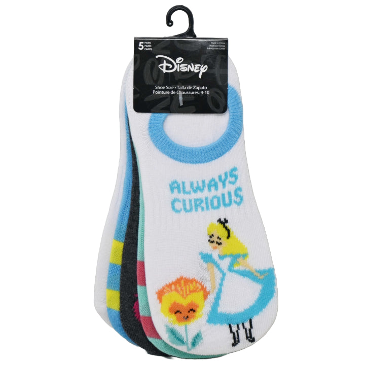 5pk ALICE IN WONDERLAND CURIOUS SUPER NS SOCKS SIZE 9-11 C/P 60