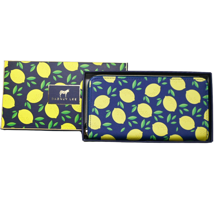 *OUTSIDE OF CA* LRG LEMON PRINT ZIPPER WALLET IN GIFT BOX C/P 40