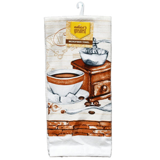1pc Coffee printed Microfiber Towel C/P 72