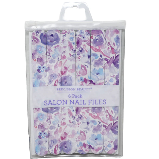 6pc SALON NAIL FILE SET FLOWERS PRINTED C/P 144