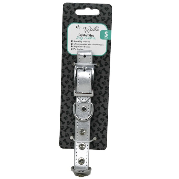 White Pet Collar with Studs Asst Size Spike & Stella C/P 36