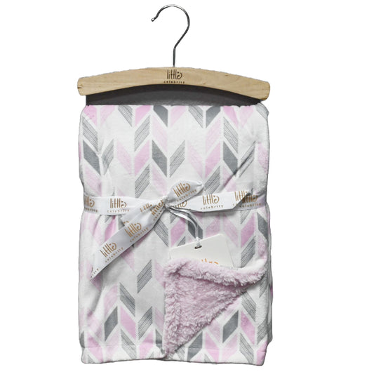 30"x40" PINK PRINTED MINK TO SHERPA BLANKET C/P 24