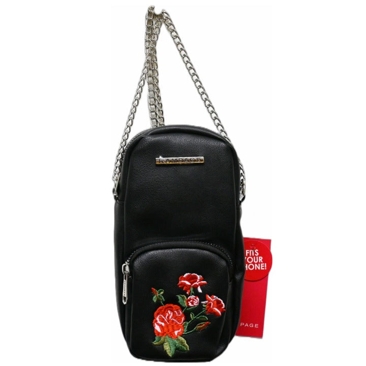 RAMPAGE EMBROIDERED BLACK PHONE BAG C/P 12