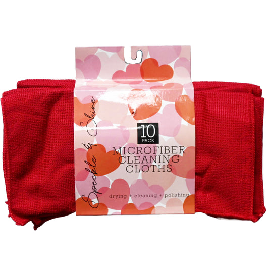 10pk RED MICROFIBER CLEANING CLOTH C/P 48