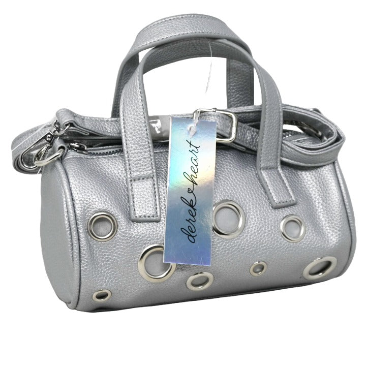 SILVER GROMMET MINI BARREL HANDBAG DEREK HEART C/P 24