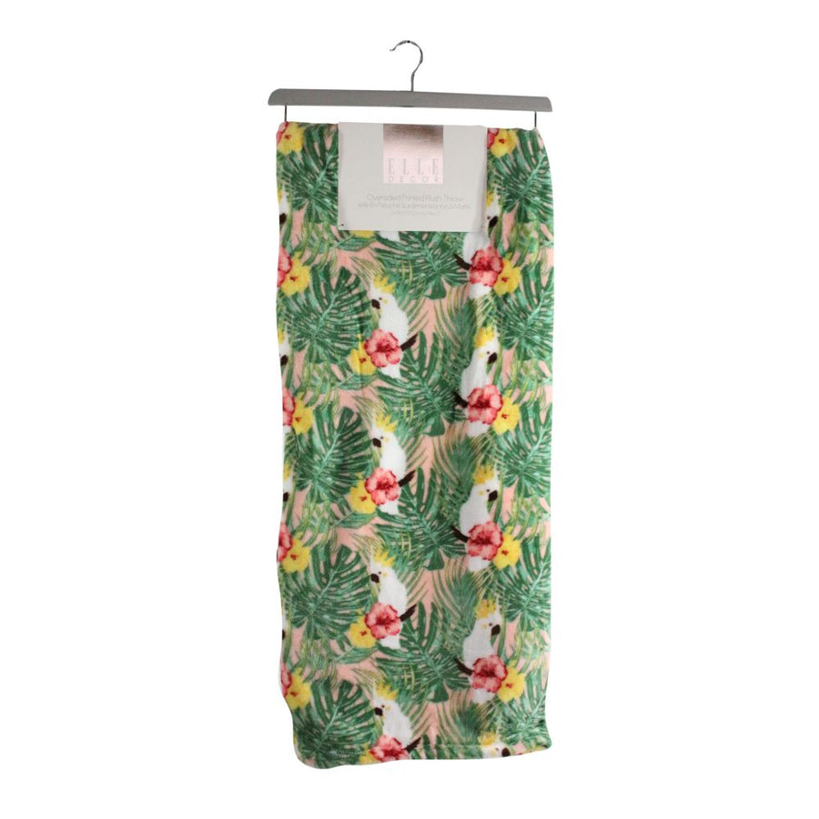 60"x70" TROPICAL PRINT FLANNEL PLUSH THROW ON HANGER C/P 8