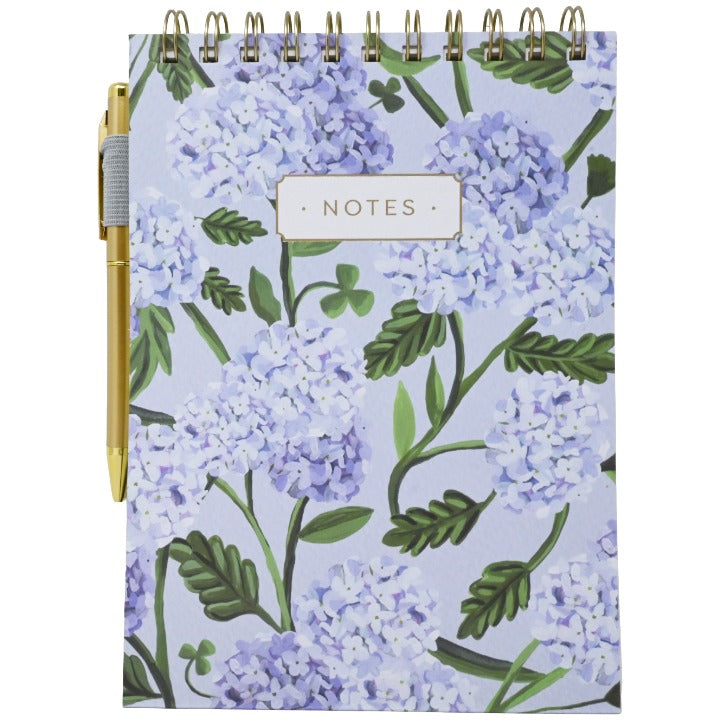 Hydrangea Spiral Notebook with Pen C/P 36 Kristen Ley