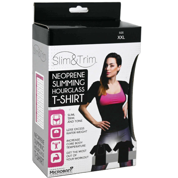 XXL JET BLK NEOPRENE HOURGLASS T-SHIRT W/SLEEVES (BOXED) C/P 12