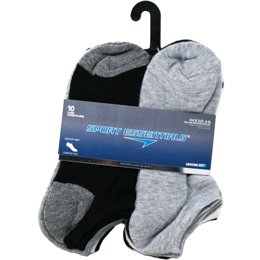 10pk KIDS SPORT ESSENTIALS DBL LOGO HC NS SOCKS SIZE 9-11 C/P 60