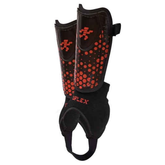 Black Kids Slip and Slide Shin Guards wPadded Ankle Support - Non Slip Adjustable Straps Uflex Athletics C/P 50