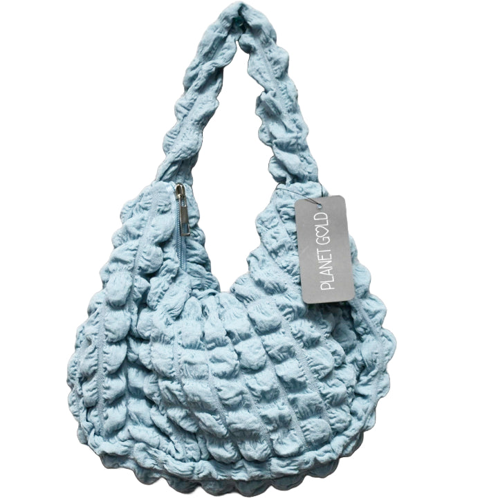 BLUE QUILTED HOBO HANDBAG WITH TOP C/P 12