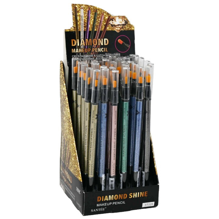 6 Asst Diamond Makeup Pencil and Dual Tip Brush in 36pc Displayer C/P 864 SANTEE