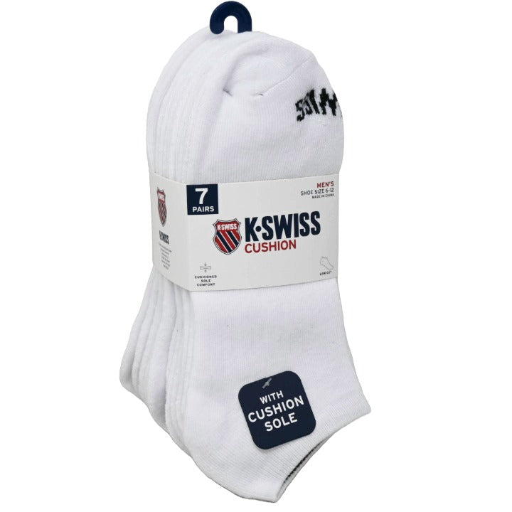 7PK 10-13 MENS FL CUSH LC SOLID SOCKS K-SWISS C/P 36
