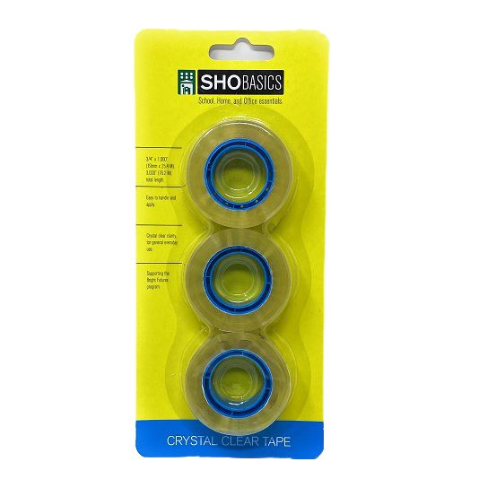 SHO BASICS 3/4" X 1,000" CRYSTAL CLEAR TAPE REFILL (3/PACK) C/P 144
