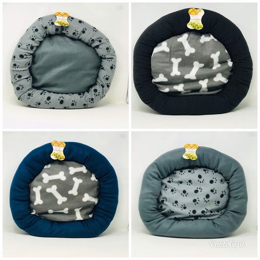 PET BED, 23''D DONUT W PAW PRINT 4 ASSTD C/P 12