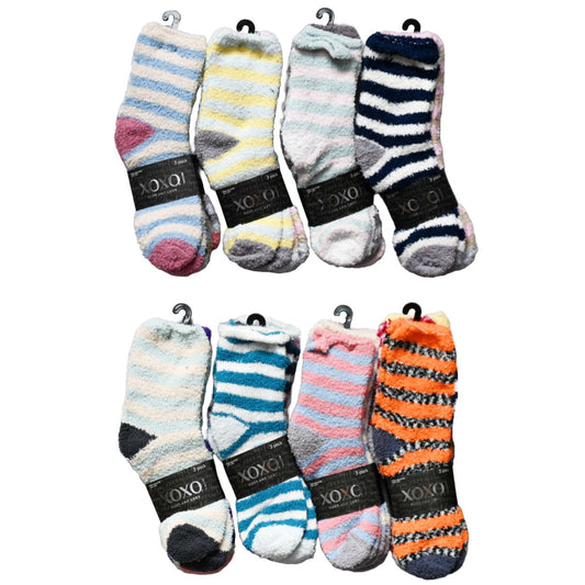 3pk XOXO LADIES COZY SOCKS 8-ASST PACKS SIZE 4-10 C/P 48