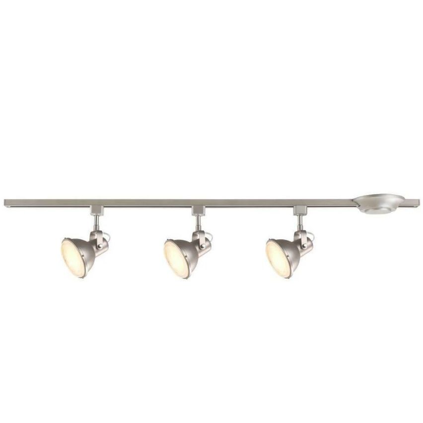 44" 3-LIGHT BRUSHED STEEL FINISH LINEAR TRACK SECTION C/P 1,COLOR BOX