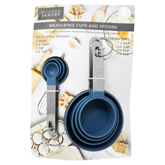 8pc Denim SS Meas Cups & Spoons C/P 48