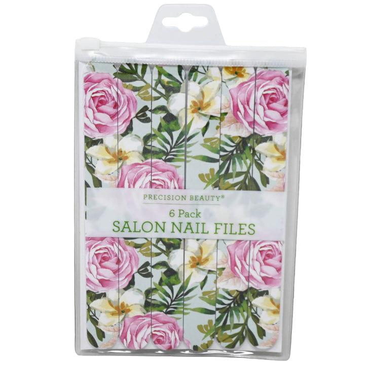 6pc SALON NAIL FILE SET FLOWERS PRINTED C/P 144