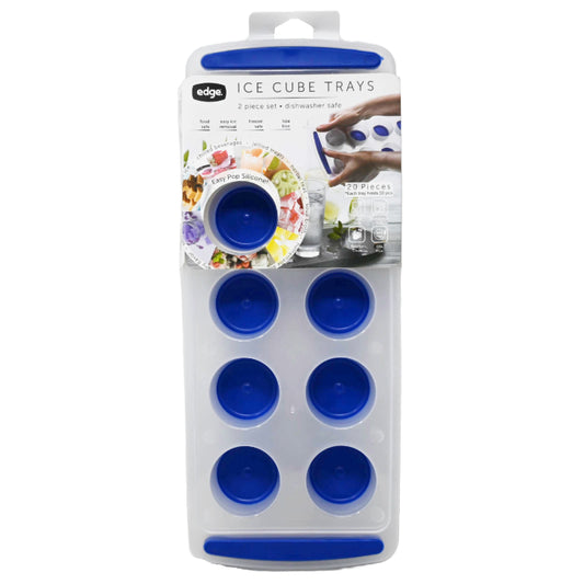 Edge 2pk Silicone Ice Cube Tray Jumbo Round Blue C/P 12