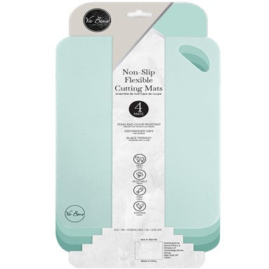 4pk 11"x7" ASST TEAL NON-SLIP FLEX CUTTING MATS C/P 24