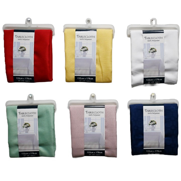 52"x70" ASST SOLID POLYESTER TABLECLOTH C/P 24
