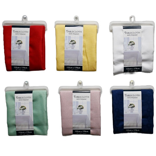 52"x70" ASST SOLID POLYESTER TABLECLOTH C/P 24