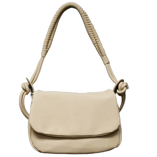 LT. CAMEL FLAP SHOULDER BAG wBRAIDED HANDLE C/P 12