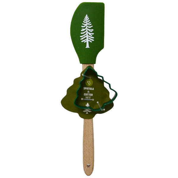 2pc Grn Jolly Spatula Cookie Cutter Scraper Set C/P 24 Phantom Chef Holiday