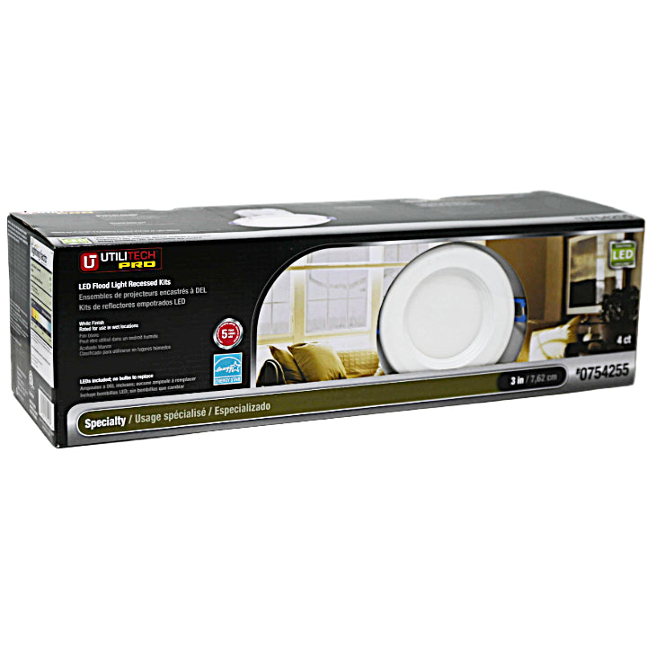 4pk 3" Rec Lighting Kit White Trim (754255) UTILITECH C/P 2