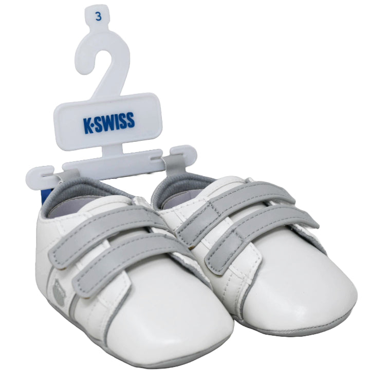 K-SWISS WHT/GREY INFANT GIRLS SNEAKERS W/VELCRO STRAP 4-ASST SIZEE C/P 18