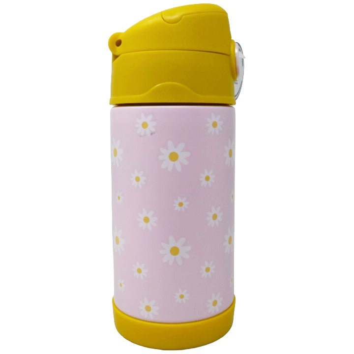 Kids Ylw Pnk Flowers Metal Bottle C/P 24 Zoey & Miles