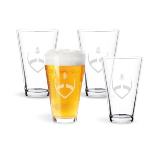 4pc 16oz GLASS BEER MUGS W/ FOOTBALL DECAL C/P 6