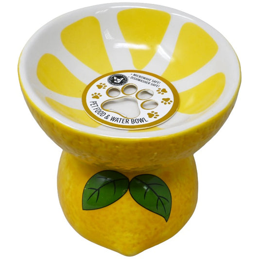 Lemon Shaped Elevated Pet Bowl C/P 6 Precious Tales