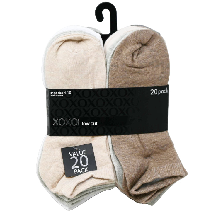 20pk LADIES XOXO LOW CUT NC SOCKS ASST COLOR SIZE 4-10 C/P 48