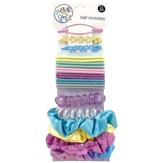 21pc PASTEL MULTICOLOR HAIR ACCESSORIES C/P 204