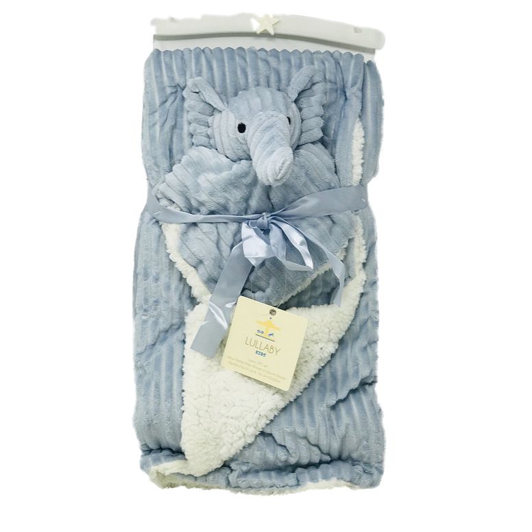 BLUE BABY BLANKET W/BLANKIE C/P 24